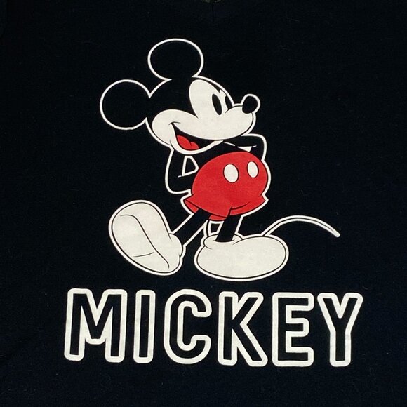 Short Stripe Sleeve V Neck Two Side Mickey Mouse Screen Print Tee Shirt Black 2X - Picture 7 of 13